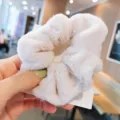 Elastico per Capelli in Peluche Bianco Sporco, Morbido Anello di Capelli per Donna Autunno - Bianco avorio