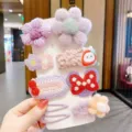 Set simpatici fermagli per capelli bambini fiore di peluche accessori dolci per ragazze - Set da 8 Pezzi / Viola