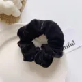 Chouchou cheveux en velours noir femme hiver elastique attache queue de cheval accessoire coiffure - Noir