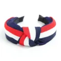 Classic red white and blue striped knot headband stylish wide fabric hair hoop for women - Preppy Style Navy Blue