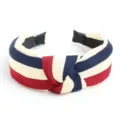 Preppy style striped fabric knotted headband for women wide hair hoop fashion hair accessory - Preppy Style Off-White