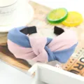 Korean style fabric cross knotted headband wide hair hoop for women blue and pink - Bicolor Pink Blue