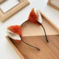 Plush fox ear headband cute furry animal ears hair hoop for girls cosplay party dress - Orange