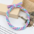 Colorful braided hair tie elastic handmade hair rope cute accessories for women daily wear - Braided Knot Style / Pink and Blue