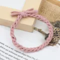 Pink braided hair tie elastic hair band cute knotted hair accessories for women girls - Braided Knot Style / Korean Pink