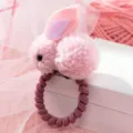 Schattige pluche konijn haarband voor kinderen, zachte 3D haar elastiek met hoge elasticiteit. - Konijn (DRY-82) / Roze
