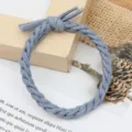 Grey braided hair tie for women, elastic handmade knotted hair rope hair accessories. - Braided Knot Style / Light Blue