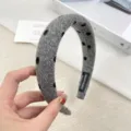 Serre-tête en tissu gris à pois, bandeau éponge élégant automne hiver pour femmes. - Serre-tête en Laine à Pois / Gris