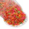 Colorful disposable rubber hair bands for women and kids, elastic hair ties and hair accessories. - Small Size (1000 Pieces/Pack) / Fluorescent Colors