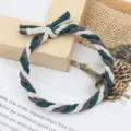 Handmade braided multi-color hair tie elastic rope stylish hair accessory daily wear - Braided Knot Style / Dark Green and White
