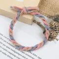 Korean style multi-color braided hair tie, high elasticity handmade knotted hair rope for daily. - Braided Knot Style / Pink and Light Blue