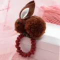 Schattige pluche konijn haarband bruine spiraal elastiek haaraccessoires voor kinderen - Konijn (DRY-82) / Donker Koffie