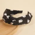Halloween black ghost print fabric knotted headband for women, chic hair hoop fashion accessory. - Cute Ghost Print / Ghost