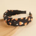 Halloween knotted headband, stylish black candy corn print fabric hair hoop for women. - Candy Corn Print / Triangle