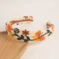 Cerchietto per capelli in maglia floreale in stile bohémien per donna in vacanza. - Arancio farfalla