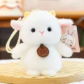 Lindo llavero de peluche de oveja blanca, colgante de animal esponjoso para bolso y llaves. - Cordero