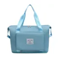 Large capacity foldable travel duffel bag for women, short trips, gym, and yoga storage. - Light Blue