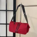 Red nylon shoulder duffel bag, casual large capacity travel bag for daily outdoor use, stylish. - Red