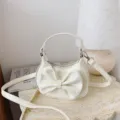 Cute white kids shoulder bag with large bow knot, stylish PU mini handbag for girls and toddlers. - White
