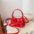 Kids red handbag with cute bow, stylish princess mini single shoulder crossbody bag for girls. - Red