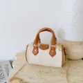 Kids mini pillow bag crossbody handbag with chain strap and contrast color design for daily use - Off White