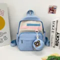 Cute cartoon children school backpack large capacity lightweight daily blue student bag - Blue