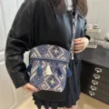 Boho woven crossbody bag with fringe, ethnic geometric pattern, casual retro shoulder bag. - Style 4