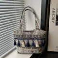 Retro woven ethnic style tote bag with tassels, stylish casual shoulder bag for women. - Style 1