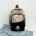Stylish astronaut graffiti backpack, large capacity water-resistant school bag for students. - Khaki