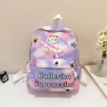 Cute cartoon ballerina backpack for kids, stylish gradient pink purple school bag. - Light Purple