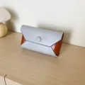 Minimalist color-block envelope clutch bag in light grey and brown for women evening parties. - Gray