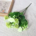 Kunstmatige Anjer Bloemen Boeket 14 Hoofden Nep Bloemen voor Huis Bruiloft Decoratie - Wit Groen