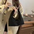 Black leopard print hobo handbag, casual chic fashion underarm tote bag for women daily style. - Black
