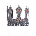 Middeleeuwse koningskroon detailopname, antieke zilverfinish met mooie rode strass. - Stijl D Robijnkroon (Zilver)