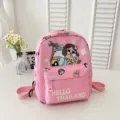 Cute pink cartoon print backpack for kids school kindergarten lightweight casual daypack. - Pink