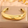 Stainless steel wide irregular open cuff bracelet for women, trendy fashion gold bangle. - Gold Open Irregular Bangle (Style 3)
