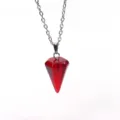 Roter Kristall Sechseckige Pyramide Pendel Anhänger, natürlicher Edelstein Kette für DIY Schmuck. - Hexagonaler Kegelanhänger / Durchscheinendes Rot