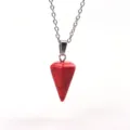 Rote stein sechstieckige kegel anhänger halskette mit silberkette für tägliches tragen und heilung. - Hexagonaler Kegelanhänger / Roter Türkis (Synthetisch)