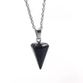 Natürlicher schwarzer Achat Kristall Stein Kegel Pendel Halskette Anhänger Schmuck Detail. - Hexagonaler Kegelanhänger / Schwarzer Achat