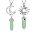 Sole Luna Stella Collana Colonna Esagonale Cristallo Verde Gioiello Coppia 2Pz - Stile Avventurina Verde (Set) / Verde