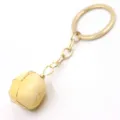 Natural stone wire wrapped keychain detail, gold color metal charm for bag and keys. - 3-Section Chain / Citrine
