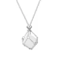Metall Käfig Kristall Halskette mit verstellbarer Kette Naturstein Schmuck Damen neu - Netzbeutel-Anhänger im Bambus-Stil / Silberner Netzbeutel mit Bergkristall