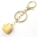 Golden wire-wrapped natural gemstone keychain fashion bag charm elegant pendant accessory - Lobster Clasp / Citrine