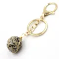Gold wire wrapped natural spotted stone keychain chic bag charm stylish keyring accessory - Lobster Clasp / Dalmatian Jasper