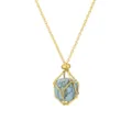Goldfarbene Kette mit Metallkäfig-Anhänger und Naturstein Kristall Schmuck Variante. - Netzbeutel-Anhänger im Bambus-Stil / Goldener Netzbeutel mit grünem Aventurin