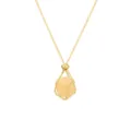 Goldfarbene Halskette mit drahtgewickeltem gelbem Kristall-Rohstein-Anhänger Modeschmuck - Netzbeutel-Anhänger im Bambus-Stil / Goldener Netzbeutel mit Topas