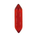 Detailed shot of a polished red crystal double terminated hexagonal column gemstone raw stone. - Transparent Red Hexagonal Column (5941856536280) / 8*32mm Naked Hexagonal Prism
