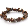 Detailed view of natural crystal chip bracelet, irregular gemstone beads for jewelry making. - Tiger Eye