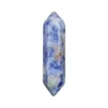 Natural stone crystal double-pointed hexagonal column detail shot showing unique blue texture. - Blue Dot Hexagonal Column (5941856536305) / 8*32mm Naked Hexagonal Prism