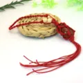 Handgeflochtene rote Seil Stein Netz Tasche Schlüsselanhänger Anhänger Kristall Mineral - Rotstein & rotes Netzfach